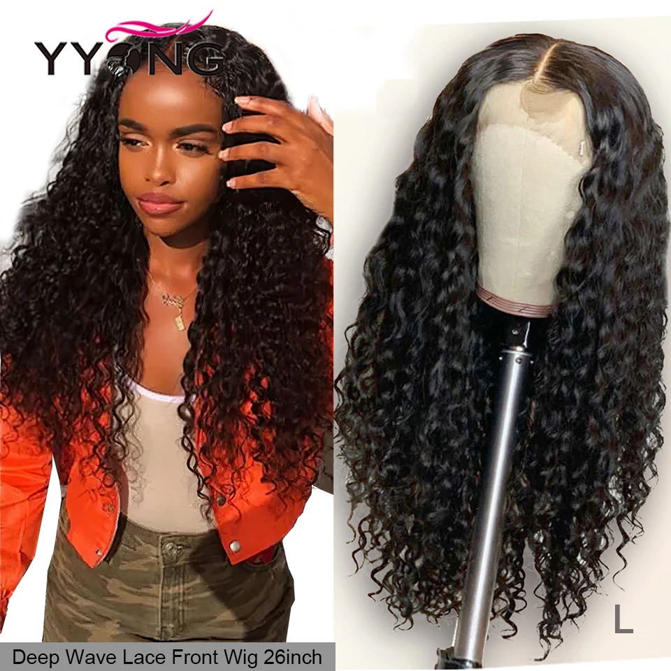 

YYong 13x4 Lace Front Human Hair Wigs With Baby Hair Remy Indian Deep Wave 28 30 32inch 120% Lace Front Wigs For Women Low Ratio