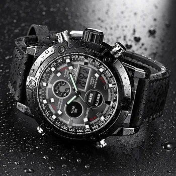 

Sport Casual Watches Men Luminous Waterproof Men Top Brand Luxury Date LED Analog Leather Quartz Watch Clock Relogio Masculino