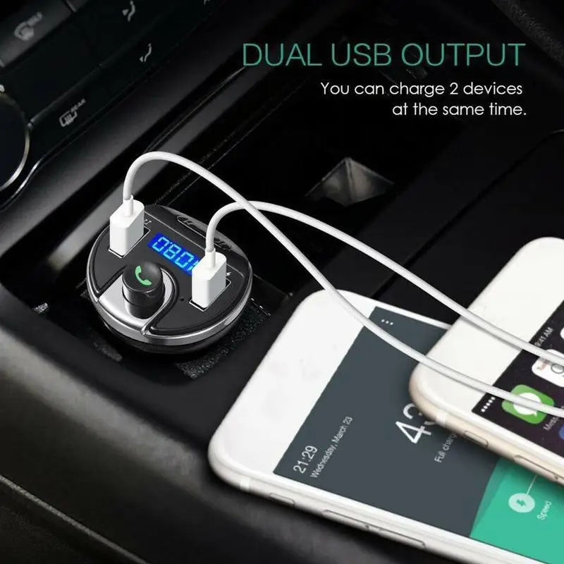 Многофункциональный Bluetooth Автомобильный fm-передатчик MP3 радио адаптер автомобильное быстрое USB зарядное устройство с двумя usb-портами Hands-free телефонные звонки