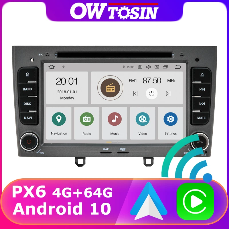 PX6 4 + 64G GPS Android 10 радио для Peugeot 308 308SW 408 2007-2013 Беспроводной Carplay автомобильный