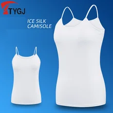 Женская майка для гольфа, охлаждающая шелковая майка без рукавов, повседневная майка, топы для девушек, белая рубашка на бретельках D0811