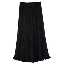 Винтажный зимний женский толстый свитер юбка эластичная высокая талия плиссированная миди вязаная юбка Janpanese Женские однотонные элегантные юбки