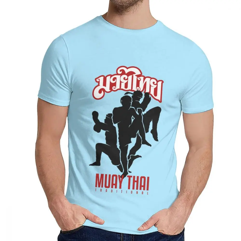 Muay Thai Shadow Боевая футболка Повседневная с круглым вырезом отличное качество для мужчин хлопок S-6XL плюс размер футболка - Цвет: Небесно-голубой