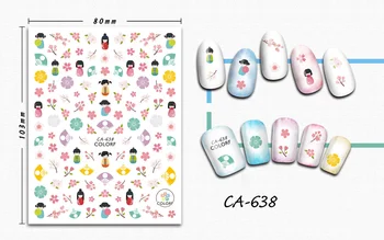 

3D Stickers for Nails Cherry Blossoms Fan Girl Design Nails Art Decoration Manicure Sticker Decals Slider Nail Foil Accessories