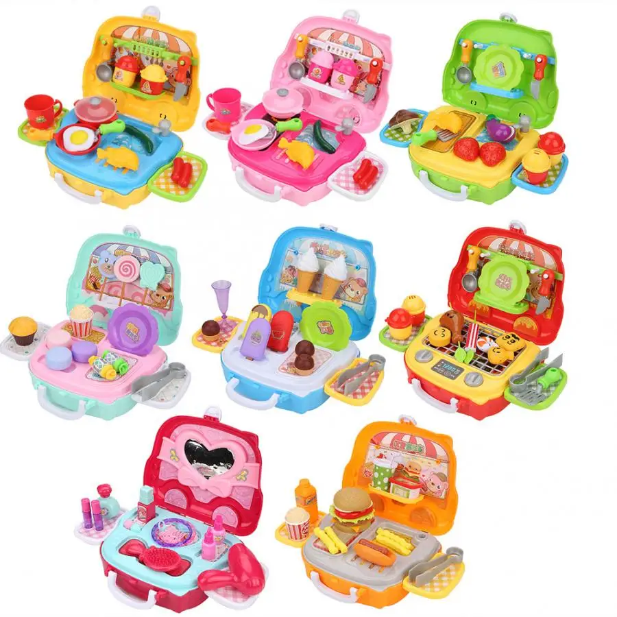 6 видов детских чемоданы игрушки s Дети путешествия Пикник приготовление пищи чемоданы игрушки для детей ролевые игры еда приготовление пищи чемодан подарок для ребенка
