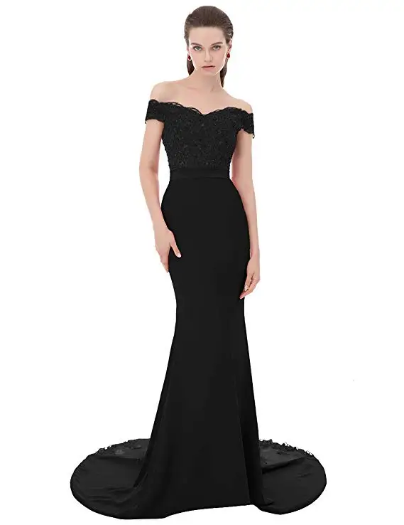 VKBRIDAL Robe De Soiree Красное длинное вечернее платье Русалка Вечерние элегантные Vestido de Festa Longo вечернее платье для выпускного вечера - Цвет: Черный