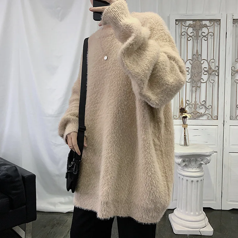 

Winter Men's Solid Color Woolen Sweater Loose Round Neck Cashmeren Knitting Keep Warm Coats High-quality Nice Pullover M-2XL