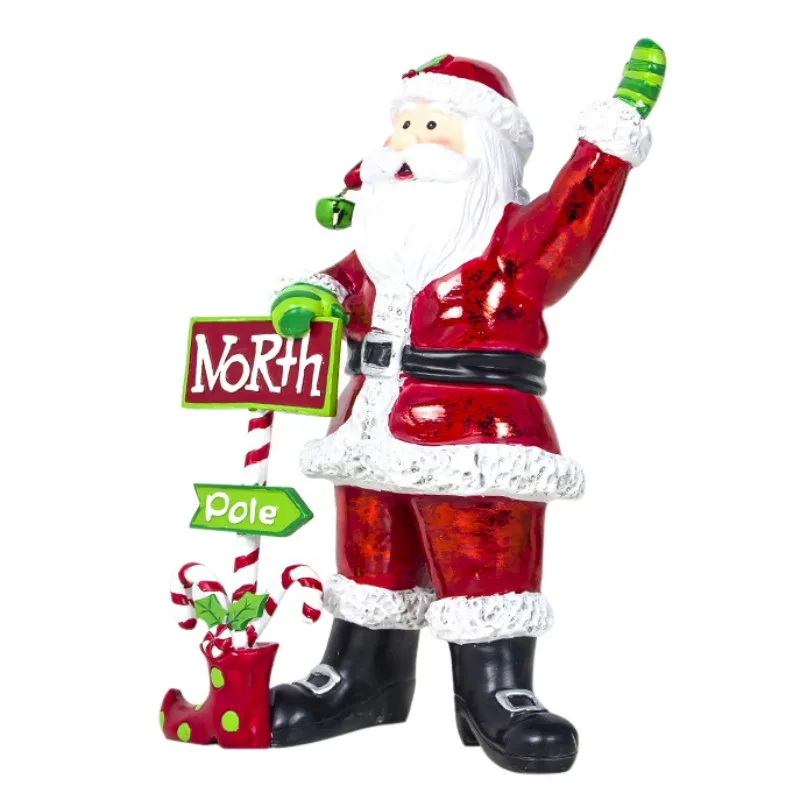

Home Color Painted Resin Santa Claus Christmas Ornaments Winter Holiday Figurines Crafts Gifts Livingroom Bedroom Decorations