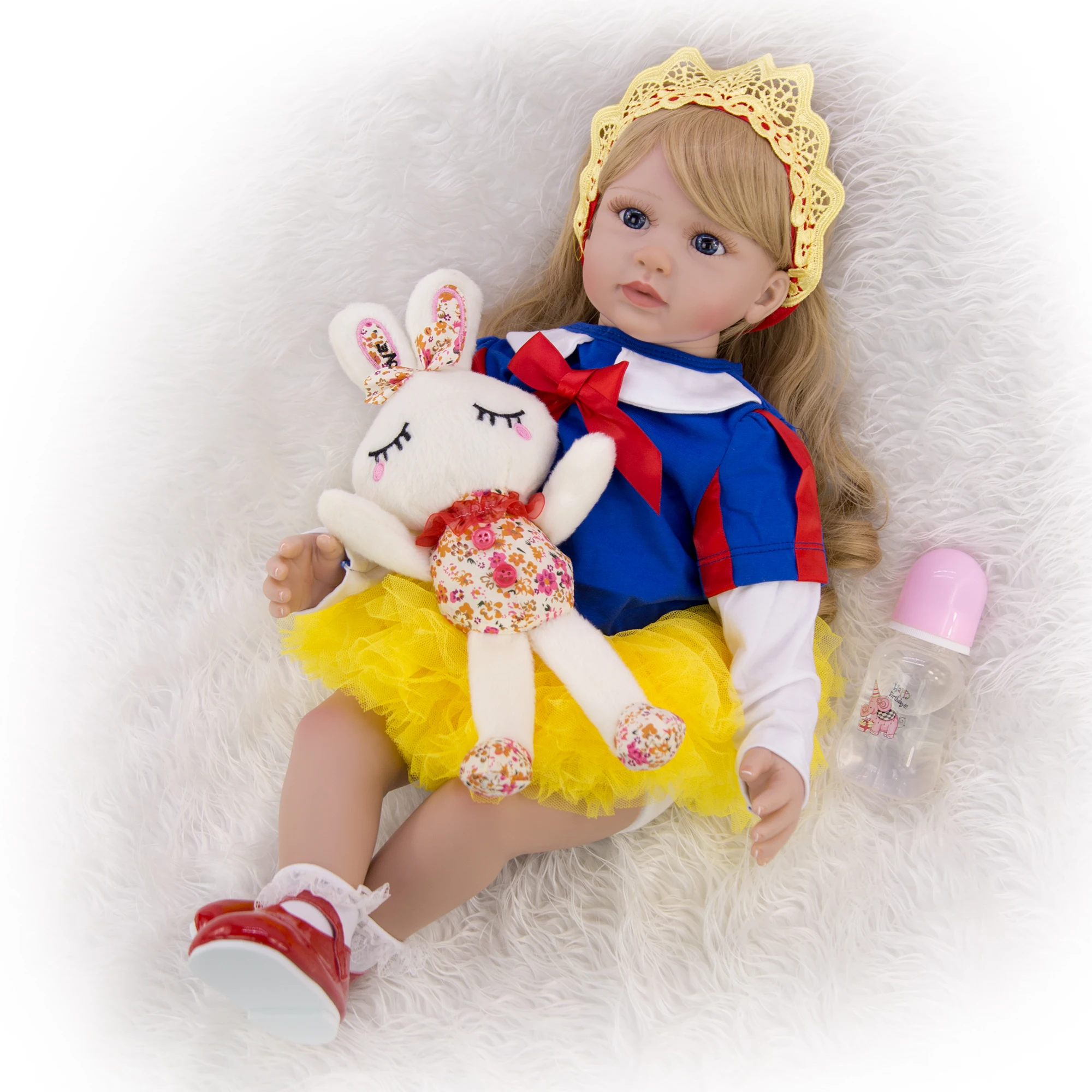 KEIUMI Reborn Girl Doll 2" 60 см силиконовый мягкий хлопковый корпус милые Reborn Princess Детские куклы длинные золотые завитки для детей Подарки