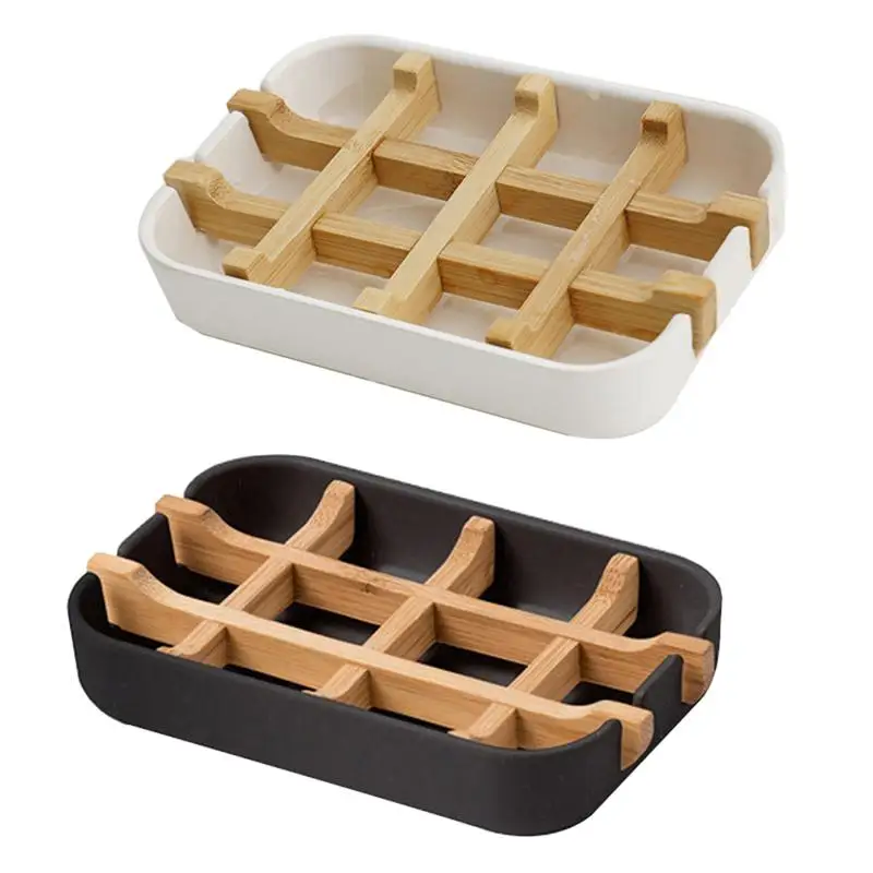 Caja de almacenamiento para jabón, contenedor de bambú práctico, caja de jabón ligera, soporte para barra, bandeja de jabón, 1 ud.