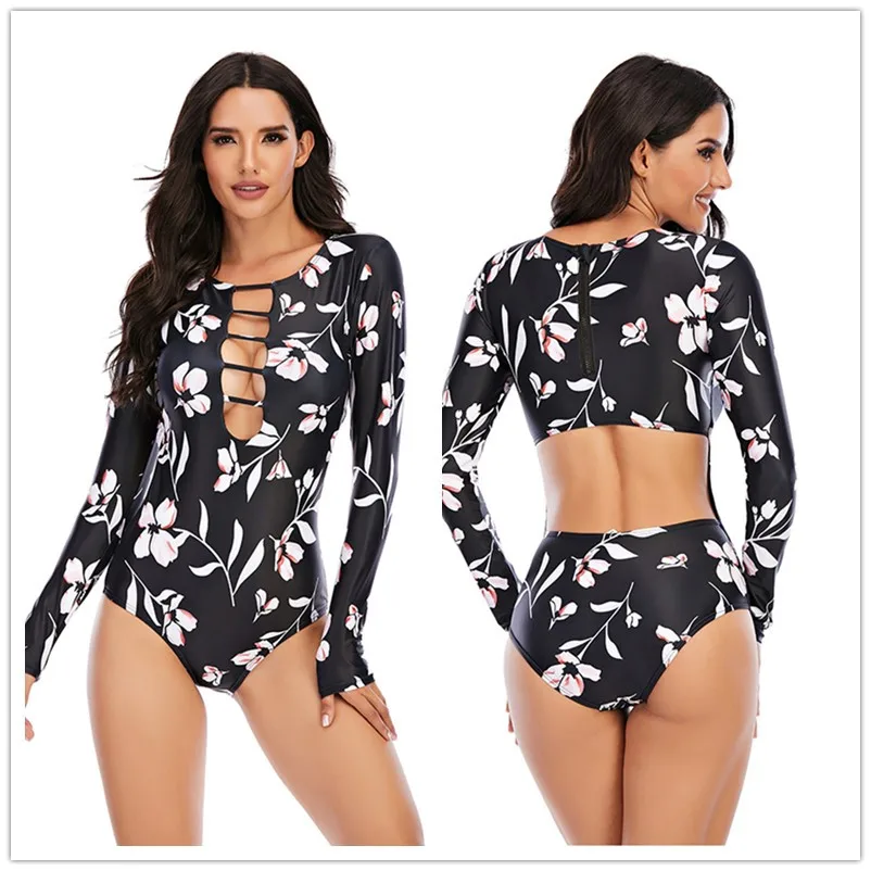 Surfing Swimsuit For Women 2022 Bikini Long Sleeve Swimwear Tiger Print Push Up Summer Bath Suit Two Piece Bandeau Biquini plus size swimwear