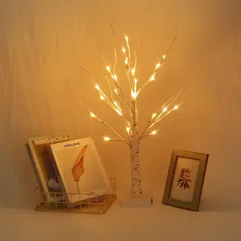 

24 LEDs Copper Wire Tree Shape Night with Touch Switch Decoration Battery USB Led Table Lamp Table Light