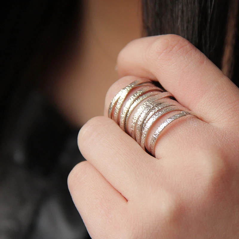 Нержавеющая сталь Весна сильфон укладчик кольцо для указательного пальца для женщин Золотой слой кольцо Мода