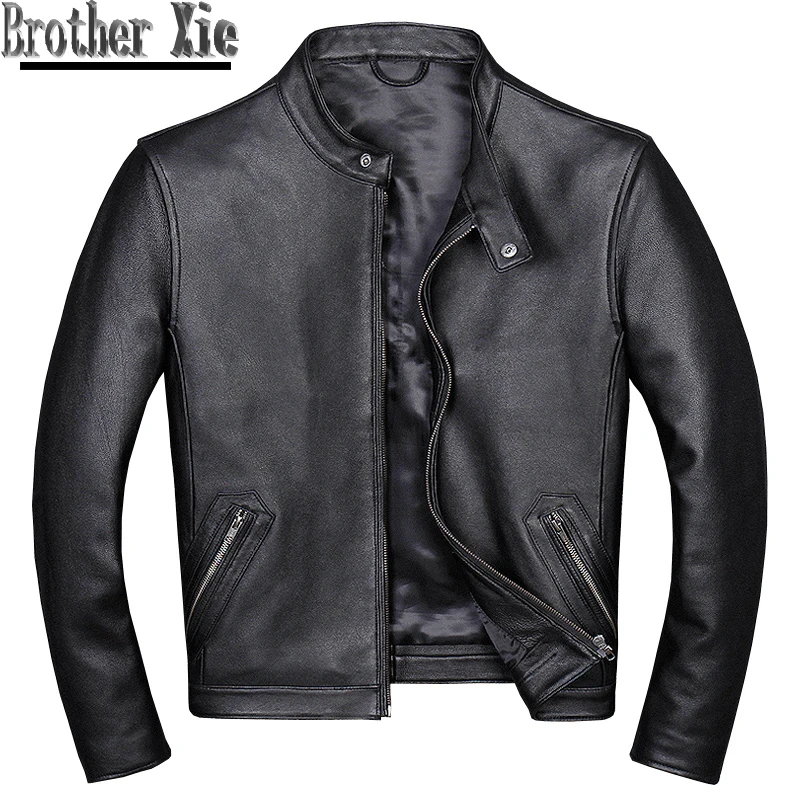 

2020 Black Casual Real Leather Jacket Men Large Size 5XL Motorcycle Biker Sheepskin Genuine Leather Coat Autumn Slim Clothes Man