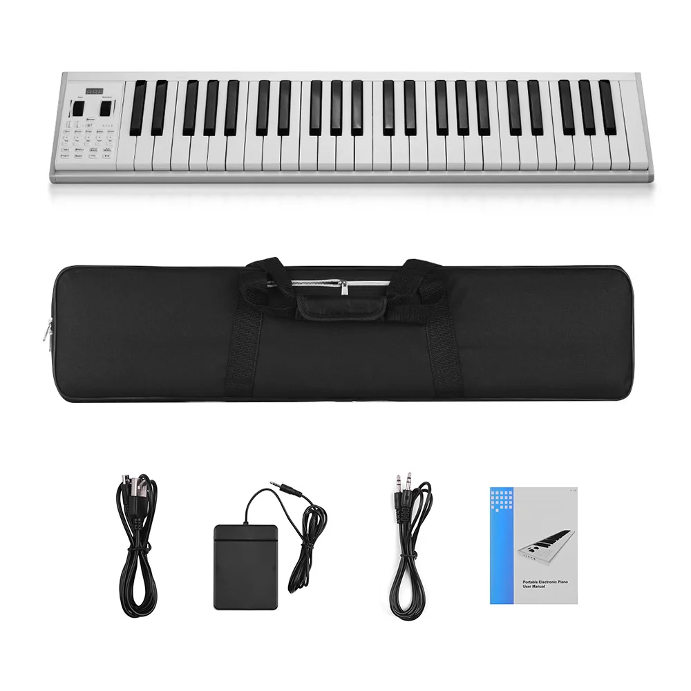 

Portable Electronic Keyboard Piano 49 lighted Keys Electric Piano Supports Teaching Recording MIDI Functions with Carry Bag