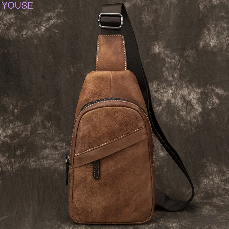 

Multi-functional Genuine Leather Chest Pack Full-grain Leather Men's Bag Bag Men Crossbody Bag nan bei bao Men's Bag
