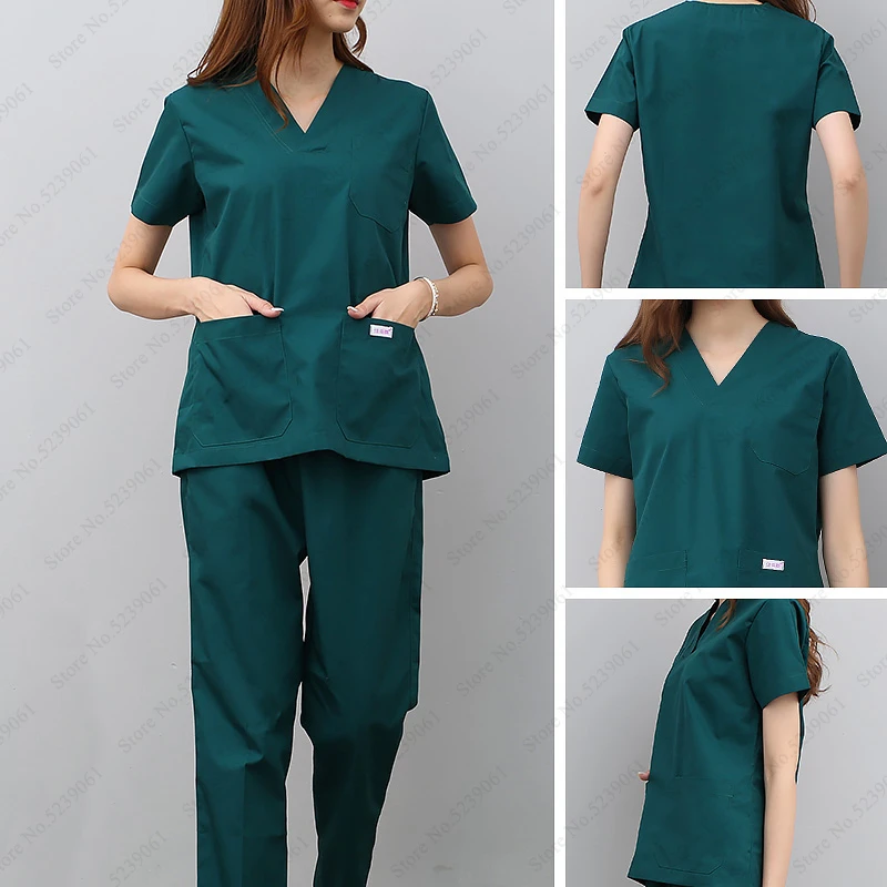 

Adult Nurse Doctor Medical Uniform Nursing Scrubs Surgical Suit Lab Clinical Top T-shirt Pants Pharmacy Beauty Hospital Coatumes