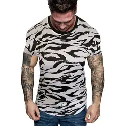 2019, новинка, стиль «леопард», Для мужчин футболки Camiseta masculina Модные мужские с принтом Творческий круглым вырезом Повседневное Рубашки с