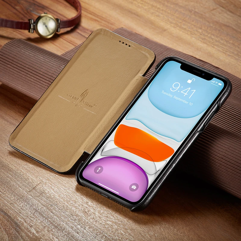 Fierre Shann Супер Роскошный чехол из натуральной кожи для телефона iPhone 11Por Max 6 6S 7 8 plus X XR XS Max Флип-Чехлы Чехол Capin Shell