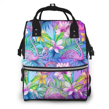 

Mummy Bag Botanical Flamingos Nappy Backpack Large Capacity Stroller Bag Mom Baby Multi-function Waterproof Outdoor Diaper Bags