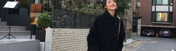 Korean Wool Coat New Autumn and Winter Women Loose Double-sided Wool Coat Mid-long Fashion Woolen Jacket NS1507