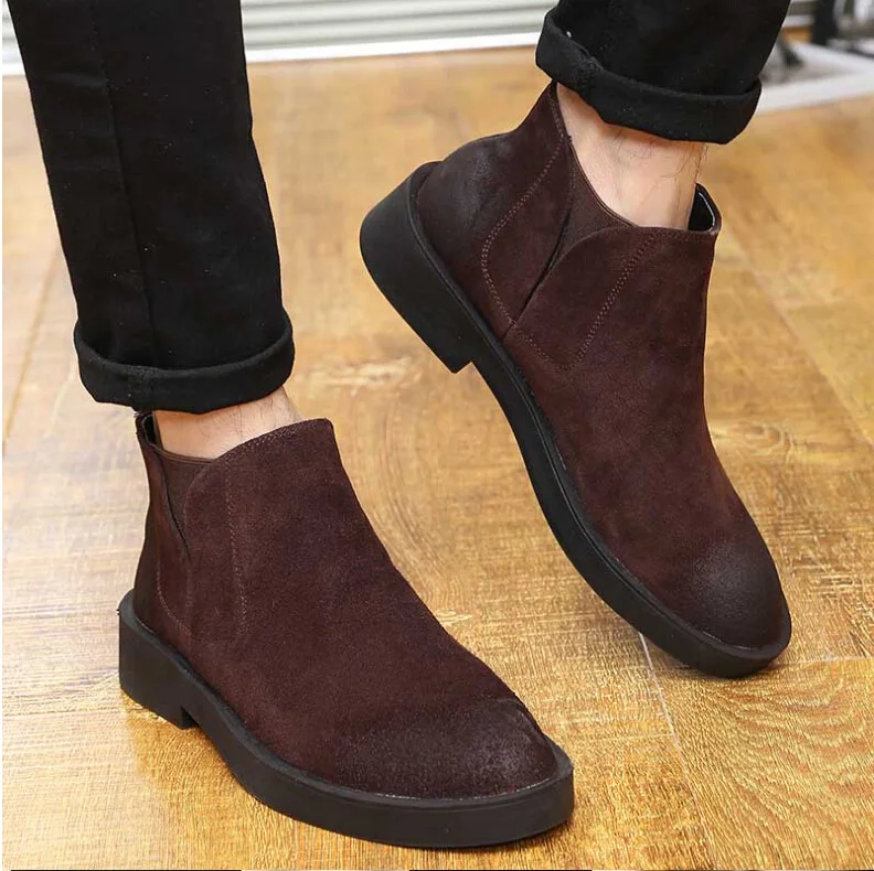 

2018 Korean-style plus Cotton Foot Covering MEN'S SHOES Dull Polish Cowhide Martin Boots Men's Casual Genuine Leather Fashion Ma