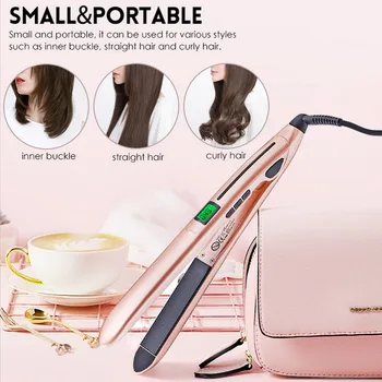 

2in1 Hair Curler Straightener Portable Adjustable Temperature Ceramic Iron Curling Styler Hair Curler Electric Hair Straightener