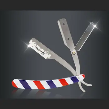 

Men Shaving Barber Tools Hair Razor Blade Tricolor Stripes Folding Shaving Knife GXMC