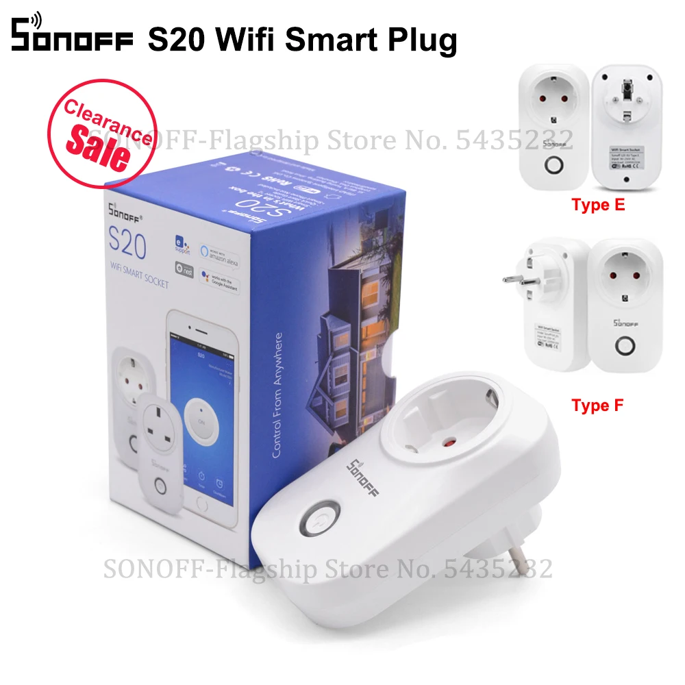 Itead SONOFF S20 ЕС Wifi умная розетка EU E/EU F электрическая настенная таймер через