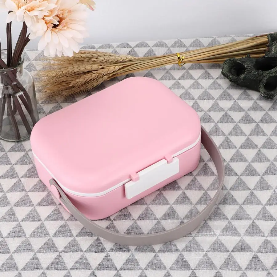 Bento Box Розовый полипропиленовый материал двухслойный экологический Ланч-бокс для дома, офиса, пикника, портативная коробка для еды