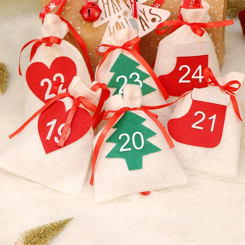 

Christmas Advent Calendar 24/31 Days Hanging Garland Candy Gift DIY Calendar Bags for Holiday Christmas Decorations UYT