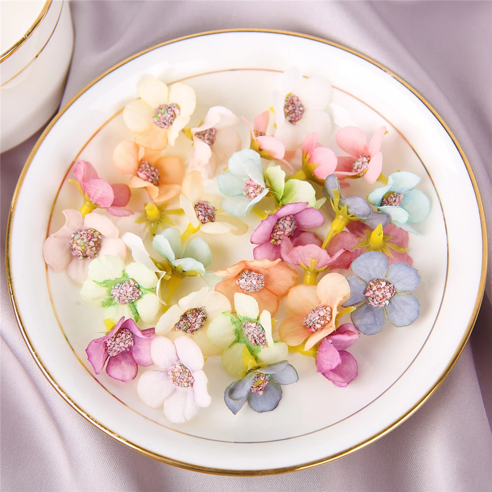 100Pcs Mini Silk Daisy Flower Heads for Crafts and Decorations
