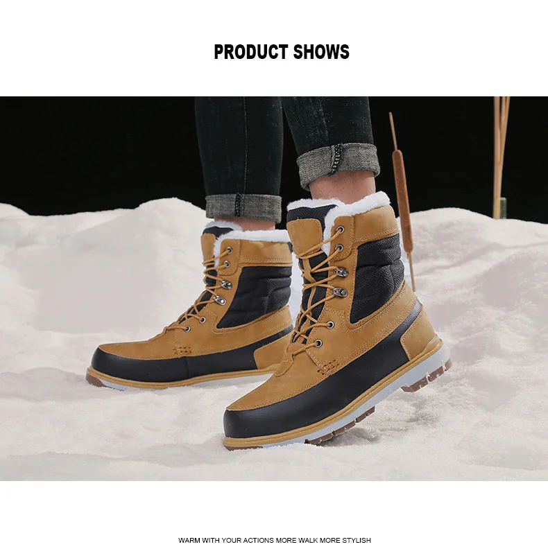 Теплые зимние ботинки для русской зимы-30 градусов; модные мужские водонепроницаемые ботинки; кожаные уличные ботинки; большие размеры; botas masculina