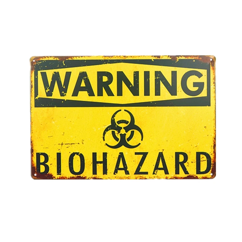 Предупреждение Biohazard металлический оловянный знак Хэллоуин ужас Декор зомби человек пещера домашний бар украшение для стен дома, паба ретро металл художественный плакат