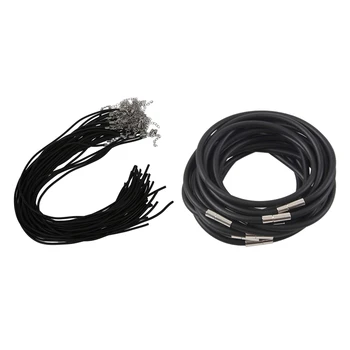 

40PCS Band Rubber Necklace Chain Rubber 3Mm TOP & 10Pcs Black Rubber Lace Choker Necklace 450X4Mm for Woman Man