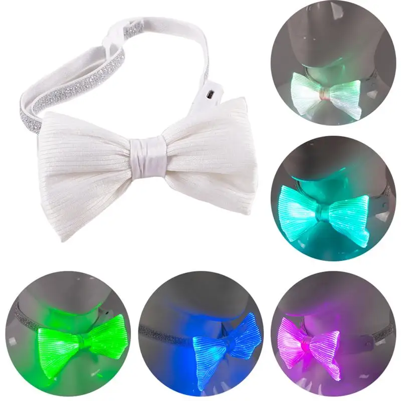 

Fashion LED Light Up Adjustable Bow Tie More Colors USB Rechargeable Glow Neck Tie for Party Balls Festival Accessory
