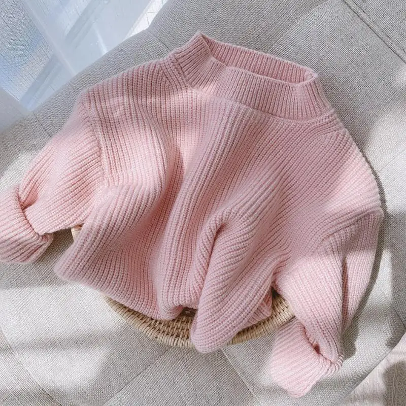 

5 Color Kids Baby Boys Girls Sweaters Autumn Winter Warm Thick Soft Knitted Solid Color Long Sleeve Tops Sweater Outwears 9M-6Y