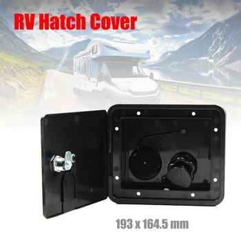 

193X164.5 mm RV Hatch Cover Accessories Lockable Water Inlet Parts with Keys Square Threaded Fill Dish for Rv Trailer (Black)