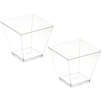 

50/100pcs Square Dessert Cups Mini Plastic 2oz Clear Party Wedding Decor Transparent Dessert Cup E2S