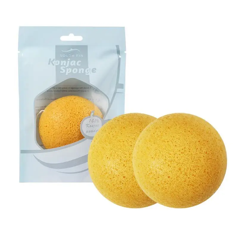 Круглая губка Konjac, косметическая губка для чистки лица, натуральный спонж Конняку, средство для очищения лица, смывание, 1 шт - Цвет: Цвет: желтый
