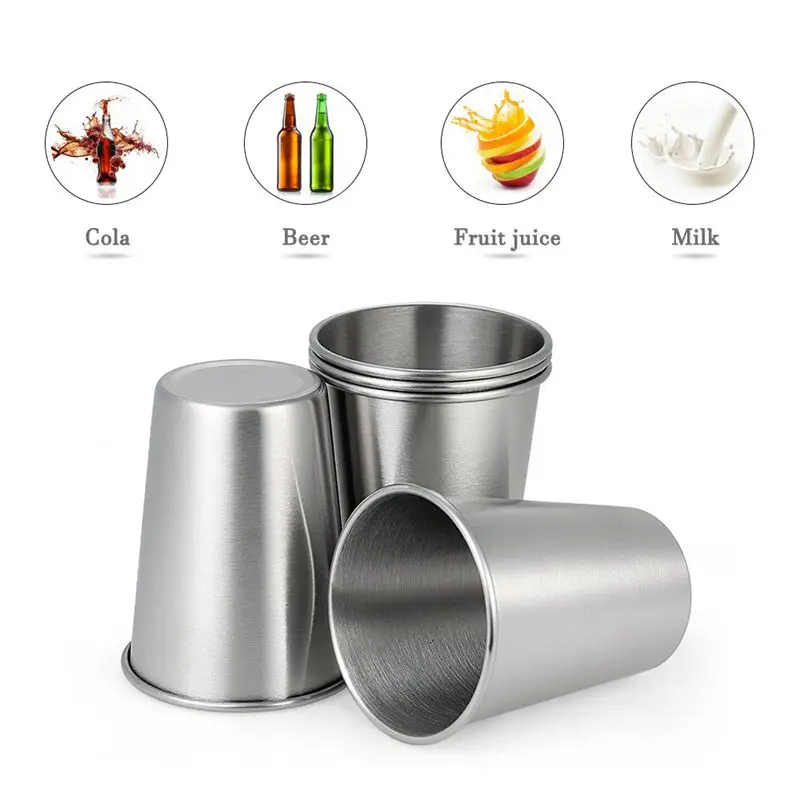 5 Pieces Stainless Steel Mug Stainless Steel Cup Stackable Mug 350ml-ABUX