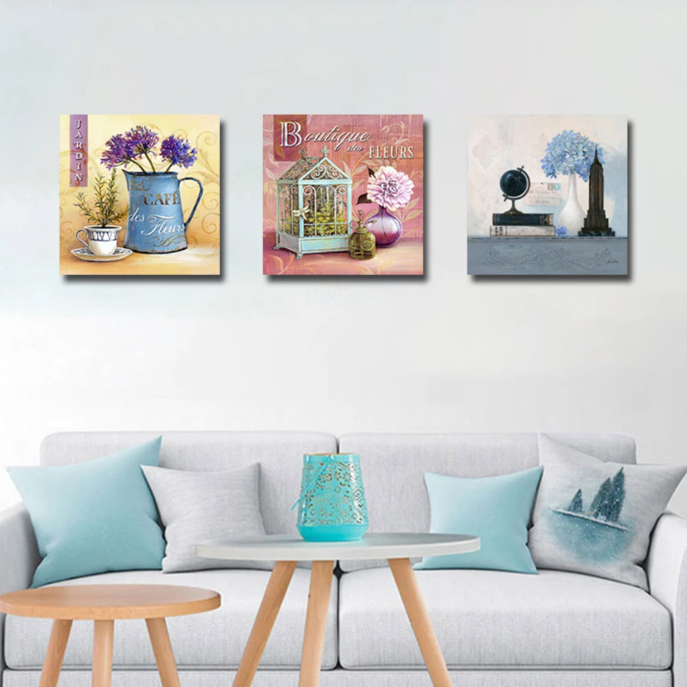 

Abstract oil painting flower cage combination Canvas Art Print Wall Painting for Living Kids Room Wall Pictures Home Decor