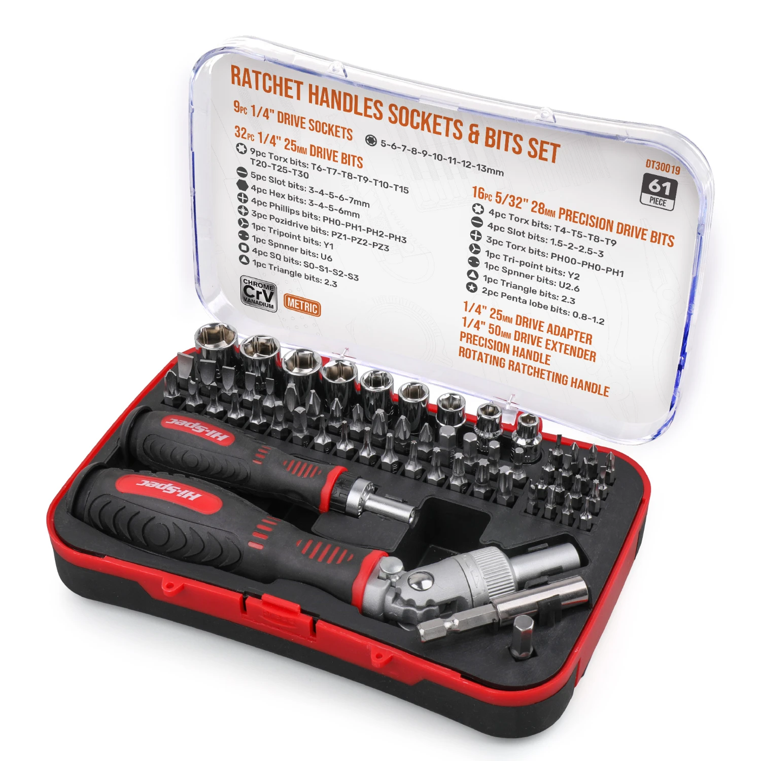 Hispec 61 In 1 Ratchet Screwdriver Set Sockets And Bits