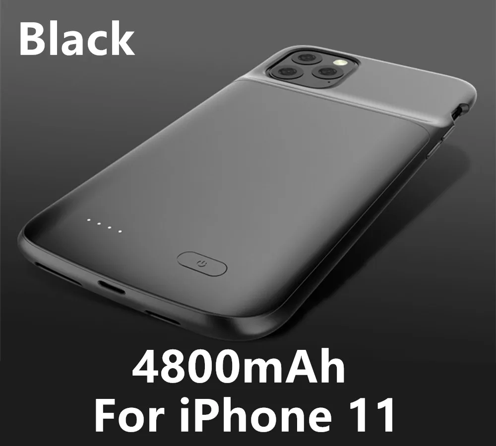 Black For iPhone 11 Чехол для аккумулятора для iphone 11 Pro Max внешний аккумулятор зарядное устройство чехол для iphone 11 4800/5000 мАч Зарядное устройство Чехол - Цвет: Black For iPhone 11