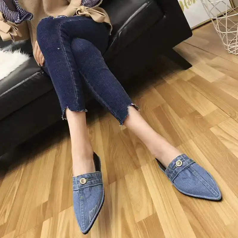 Wellwalk/женские лоферы; джинсовые женские мокасины; женские балетки на плоской подошве; женская обувь с острым носком; женские балетки на плоской подошве без застежки