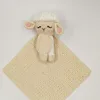 Crochet Sheep Rabbite Toy Set Comfort towel Baby Rattle Biting Ring Handmade Baby Teething Ring Stuffed Plush Toys Gifts 6