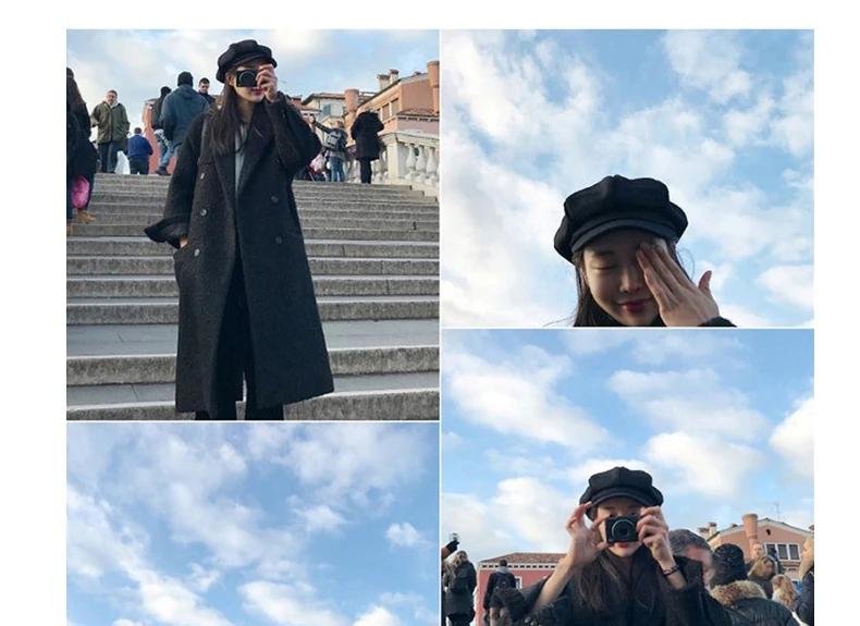 Trendy Auutmn Winter Hats for Women Solid Plain Octagonal Newsboy Cap Men Ladies Retro Wool Hat Winter Beret Girls Painter Cap