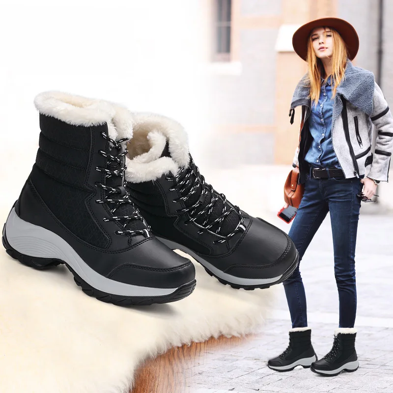 Winter shoes female snow boots platform boots comfortable warm white booties