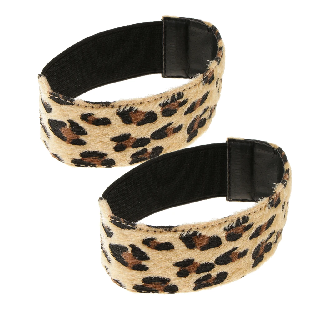 1 Pair Elastic Leopard Shoe Straps for Holding Loose Shoes High Heels