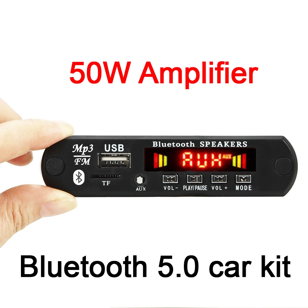 50 Вт усилитель Bluetooth5.0 MP3 WMA декодер плата аудио модуль USB FM TF радио Автомобильный